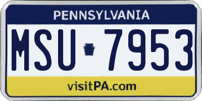 PA license plate MSU7953