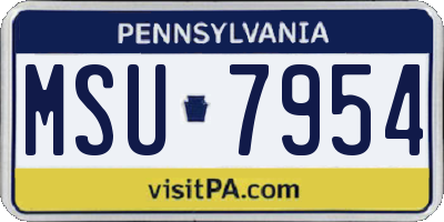 PA license plate MSU7954
