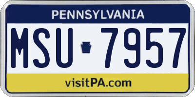 PA license plate MSU7957