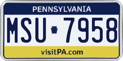 PA license plate MSU7958