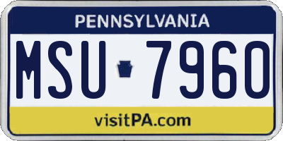 PA license plate MSU7960