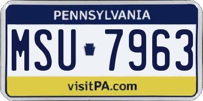 PA license plate MSU7963
