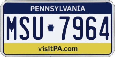 PA license plate MSU7964