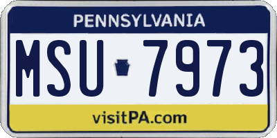 PA license plate MSU7973