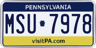 PA license plate MSU7978