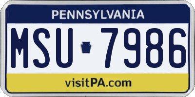 PA license plate MSU7986