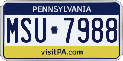 PA license plate MSU7988