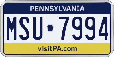 PA license plate MSU7994