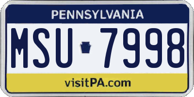 PA license plate MSU7998