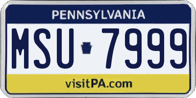PA license plate MSU7999