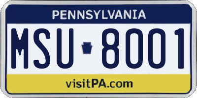PA license plate MSU8001