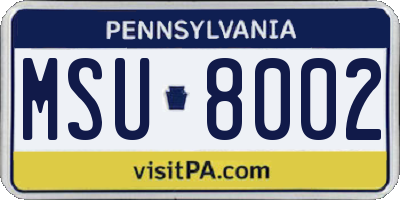 PA license plate MSU8002