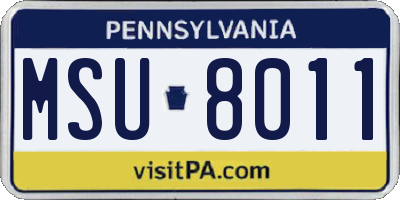 PA license plate MSU8011