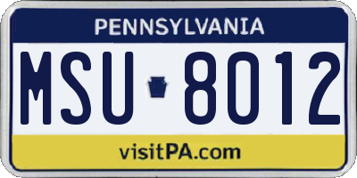 PA license plate MSU8012