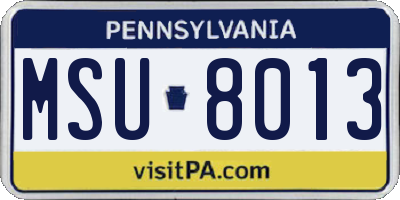 PA license plate MSU8013
