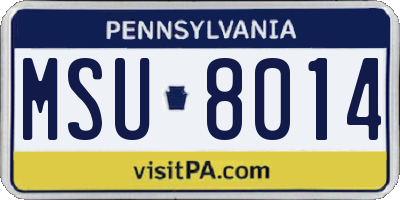 PA license plate MSU8014