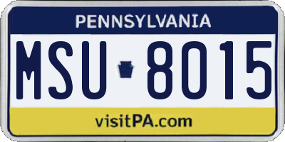 PA license plate MSU8015