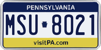 PA license plate MSU8021