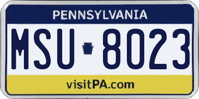 PA license plate MSU8023