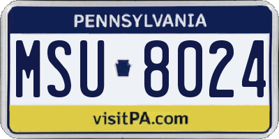 PA license plate MSU8024