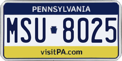 PA license plate MSU8025