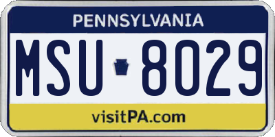 PA license plate MSU8029