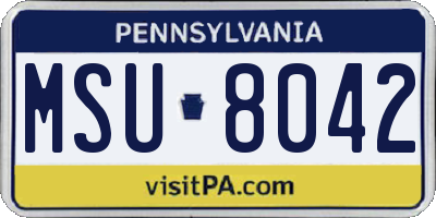 PA license plate MSU8042