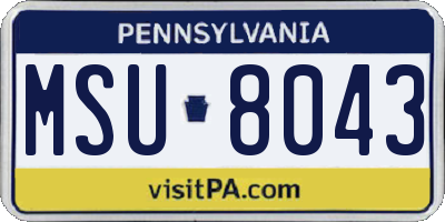 PA license plate MSU8043