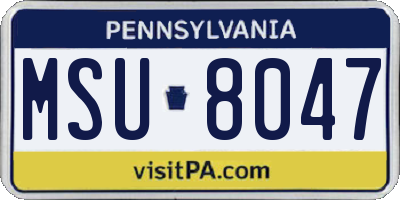 PA license plate MSU8047