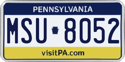 PA license plate MSU8052