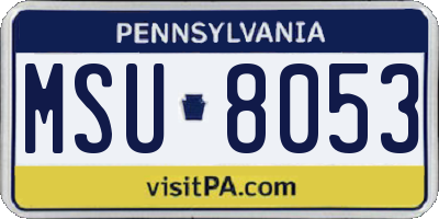 PA license plate MSU8053