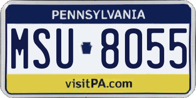 PA license plate MSU8055