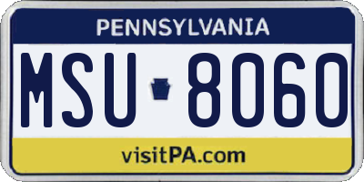 PA license plate MSU8060