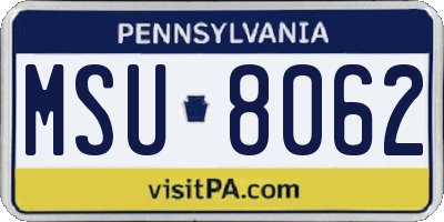 PA license plate MSU8062