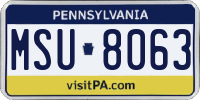 PA license plate MSU8063