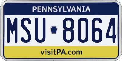 PA license plate MSU8064