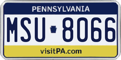 PA license plate MSU8066