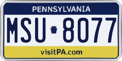 PA license plate MSU8077