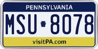 PA license plate MSU8078