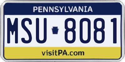 PA license plate MSU8081