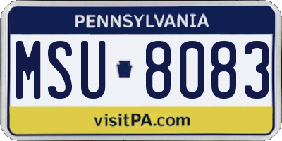 PA license plate MSU8083