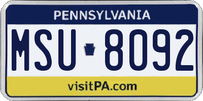PA license plate MSU8092