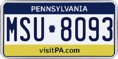 PA license plate MSU8093