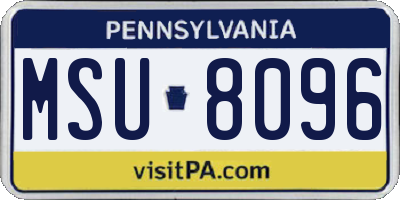PA license plate MSU8096