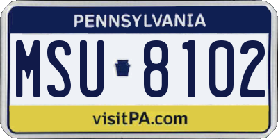 PA license plate MSU8102