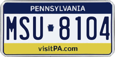 PA license plate MSU8104