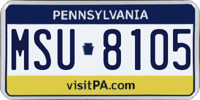 PA license plate MSU8105