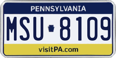 PA license plate MSU8109