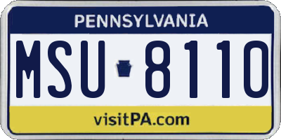 PA license plate MSU8110