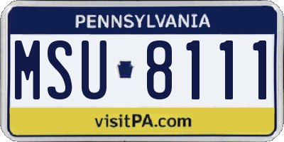 PA license plate MSU8111